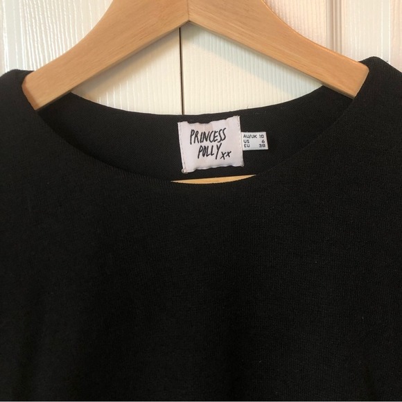 Princess Polly Dress Women’s 6 Ruched Side Black Stretch Tie Up Midi Bodycon - Picture 4 of 10